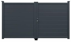 Cancello manuale a braccio articolato e a martinetto GARDENGATE Prado battente in alluminio, apertura a destra, L 350, H 100-220 cm, di colore grigio antracite