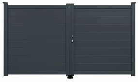 Cancello manuale a braccio articolato e a martinetto Prado battente GARDENGATE in alluminio grigio, apertura a destra, L 300 x H 158 cm, serratura manuale