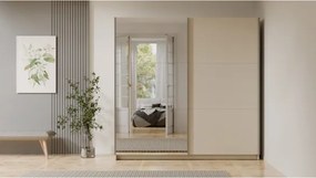 Armadio 150x207h Cm 2 Ante Scorrevoli Con Specchio Arsola Crema
