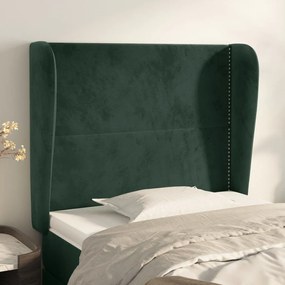 Testiera Ad Orecchio Verde Scuro 93x23x118/128 Cm İn Velluto /