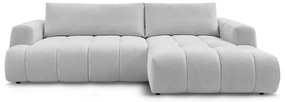 Divano angolare grigio chiaro allungabile e con contenitore (penisola a destra/chaise lounge) Fuji – Bobochic Paris