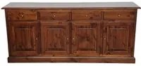 Madia credenza 4 porte massello pino rustica tinta noce 195x42x85 - Mobili 2G