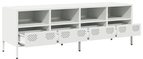 Mobile tv bianco 135x39x43,5 cm in acciaio laminato a freddo