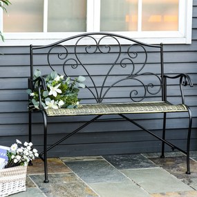 Panchina 2 Posti da giardino 100x50x88 cm in Ferro Nero e Bronzo...