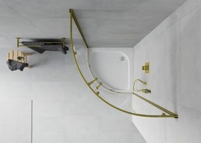 Mexen Rio cabina doccia semicircolare 80 x 80 cm, trasparente, oro + piatto Rio, bianco - 863-080-080-50-00-4710
