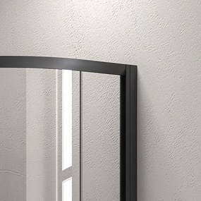 Box doccia semicircolare 90x90 finitura nera opaca vetro trasparente KF2000B - KAMALU