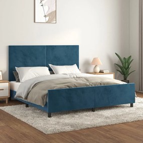Giroletto Senza Materasso Blu Scuro 160x200 Cm İn Velluto /
