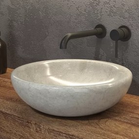 Lavabo in marmo colore crema 40cm con bordo arrotondato | Litos-SC40 - KAMALU