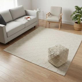 OVIEDO - tappeto in lana avorio con decoro