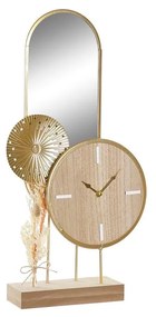 Orologio da Tavolo DKD Home Decor Specchio Naturale Dorato Metallo MDF (26 x 8 x 53 cm)