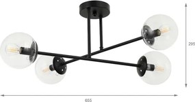 Brilagi - Lampadario da soffitto MALIVA 4xE14/15W/230V nero/trasparente