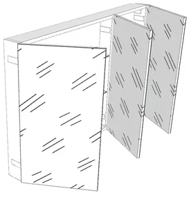 Pensile bagno Easy colore su ordinazione, 3 ante apertura da sinistra P 20 x L 120 x H 75 cm
