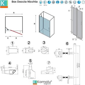 Nicchia doccia battente con lato fisso 80.5-85.5 cm | KPX4000C - KAMALU