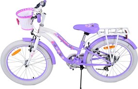 Bicicletta per Bambine 20" Stabilizzatori e Freni Vbrake con Cestino e Portabambola Viola...