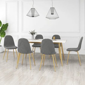 Sedie Da Pranzo 6 Pz Grigio Chiaro İn Velluto /