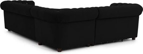 Divano angolare nero allungabile (con penisola a sinistra/a L) con rivestimento in velluto York Blik – Ropez