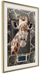 Poster  Giraffe in the Frame  Cornice Quadri Cornice d'oro con passe-partout, Larghezza x Altezza Home decor 20x30