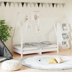 Giroletto Per Bambini Bianco 70x140cm İn Legno Massello Di Pino /