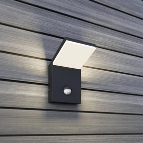 Applique da esterni LED Nevio, metallo, antracite, sensore Nevio Lucande, Alluminio / Grigio / Zincato, Alluminio, Moderno