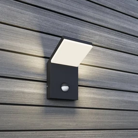 Lucande Applique da esterni LED Nevio, metallo, antracite, sensore