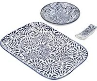 Set sushi 3 pezzi piattino rettangolare 23 cm blu Sushiko