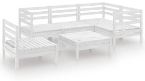 Set salotto da giardino 6 pz in legno massello di pino bianco