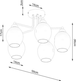 Plafoniera nera con paralume in vetro 59x59 cm Garten – Sollux