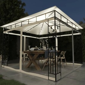 Gazebo Con Zanzariera E Luci Led 3x3x2,73 M Crema /