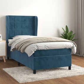 Giroletto A Molle Con Materasso Blu Scuro 100x200 Cm İn Velluto /