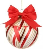 Pallina Natale con lettera V 10 cm Circus rosso