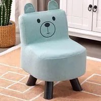 Pouf Sedia Bambini Design Orsetto Sgabello Poggiapiedi Morbido Celeste