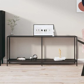 Tavolo Consolle Nero 180x35x75,5 Cm İn Vetro Temperato /