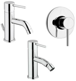 Set miscelatori lavabo bidet e doccia incasso cromati Piralla Essenza scarico incluso