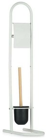 Porta Carta Igienica con Supporto per Scopino 16 x 28,5 x 80,8 cm Metallo Bianco Plastica Bambù (4 Unità)