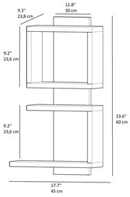 Mensola Sospesa Design Moderno 2 Vani 45x24x60 Linda Bianca