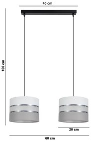 Lampadario su corda CORAL 2xE27/60W/230V bianco/grigio