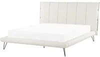 Letto 160 x 200 cm Gambe in metallo finta pelle bianca testiera con struttura imbottita