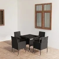 Set da Pranzo da Giardino 5 pz in Polyrattan Nero 3059414