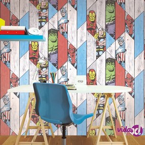 Noordwand Kids at Home Carta da Parati Marvel Wood Grigio 102435
