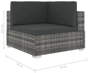 Set Divani da Giardino 6 pz con Cuscini in Polyrattan Grigio