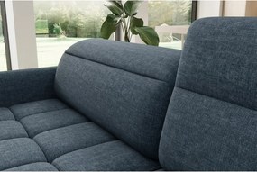 Divano angolare blu allungabile/con contenitore (con penisola a destra/a L) e rivestimento in velluto Barea – ELTAP