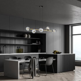 Lampadario a sospensione GRAVITY 6 Nero/Bianco e Oro 6xE14