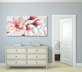 Stampa su tela – Magnolia con elementi astratti