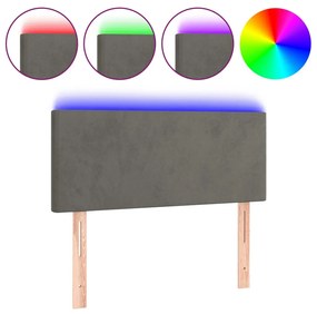 Testiera A Led Grigio Scuro 100x5x78/88 Cm İn Velluto /