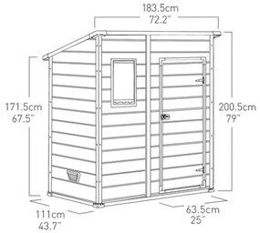 Casetta Da Giardino In Resina 183,5x111x200,5H Cm Manor 6x4 Pent Beige Keter Addossabile