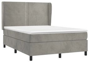 Giroletto a molle con materasso grigio chiaro 140x200cm velluto