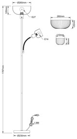 Globo 59947S - Lampada da terra HINTON 1xE27/40W/230V + 1xE14/25W