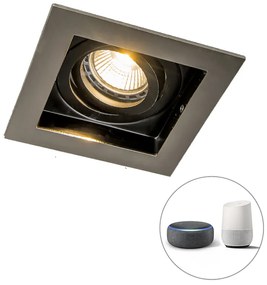 Faretto da incasso intelligente in acciaio con lampadina GU10 WiFi - Carree