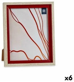 Cornice Portafoto Cristallo Rosso Legno Marrone Plastica (24 x 2 x 29 cm) (6 Unità)