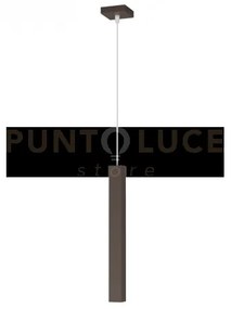 Square tube sospensione 1 luce marrone cavo cm.250 con base 1173-s1-ma